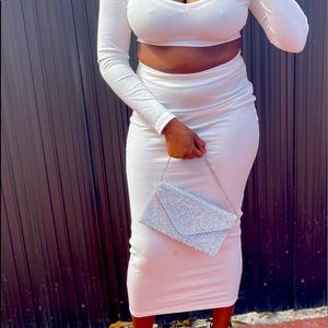 White two piece skirt set